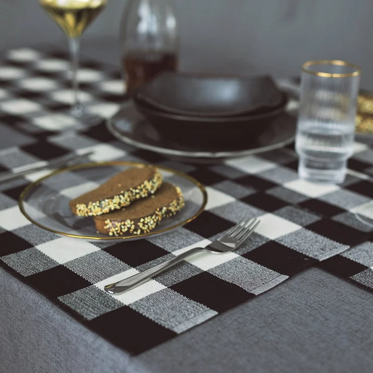 Wholesale Classic Kitchen Decor Dish Black Buffalo Plaid Check Table Mat Christmas Stocking Boho Chic Cotton Woven Placemats