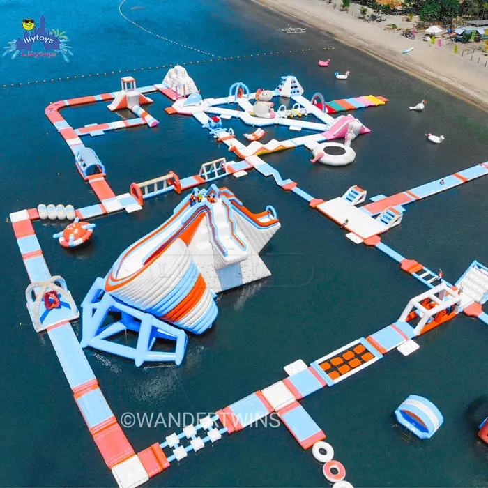 Lilytoys outdoor manufacturer sport floating aqua park inflatable obstacle inflatable sea water park slide for party rentals