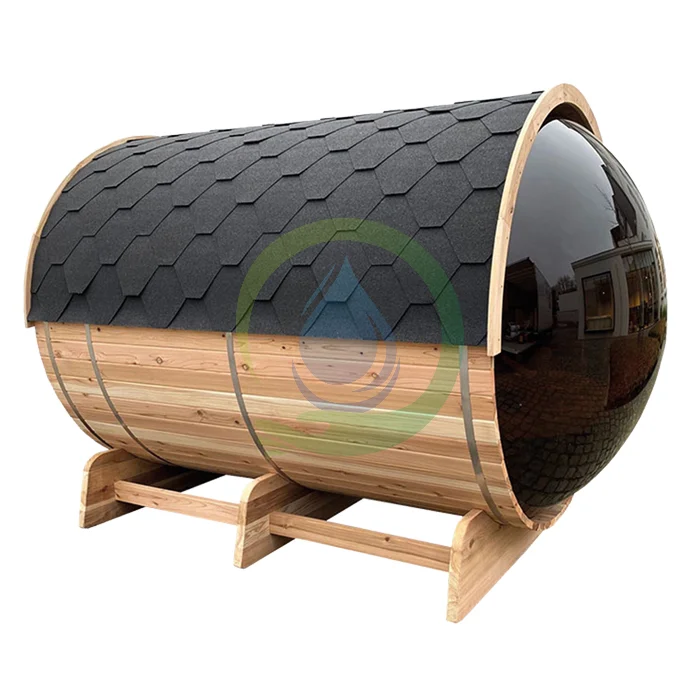 Red Cedar 6 Persons Traditional Barrel Sauna Panoramic View Finland Sauna Room