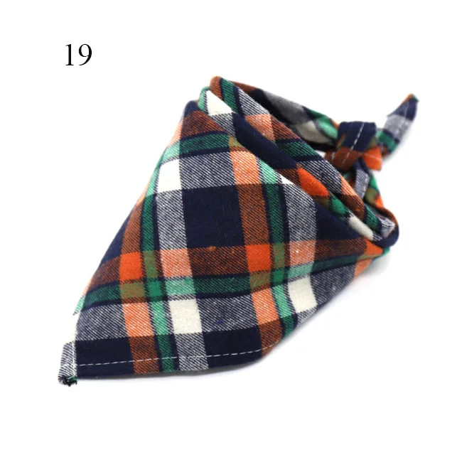 Dropshipping 24 Colors PET Cotton Washable Reversible Triangle Bibs Scarf Painting Plaid Dog Bandana