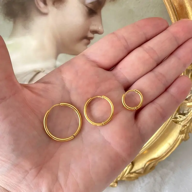 Summer Minimalism Best Friend Gift Set Earrings Gold-plated Hoop Stainless Steel Earrings set