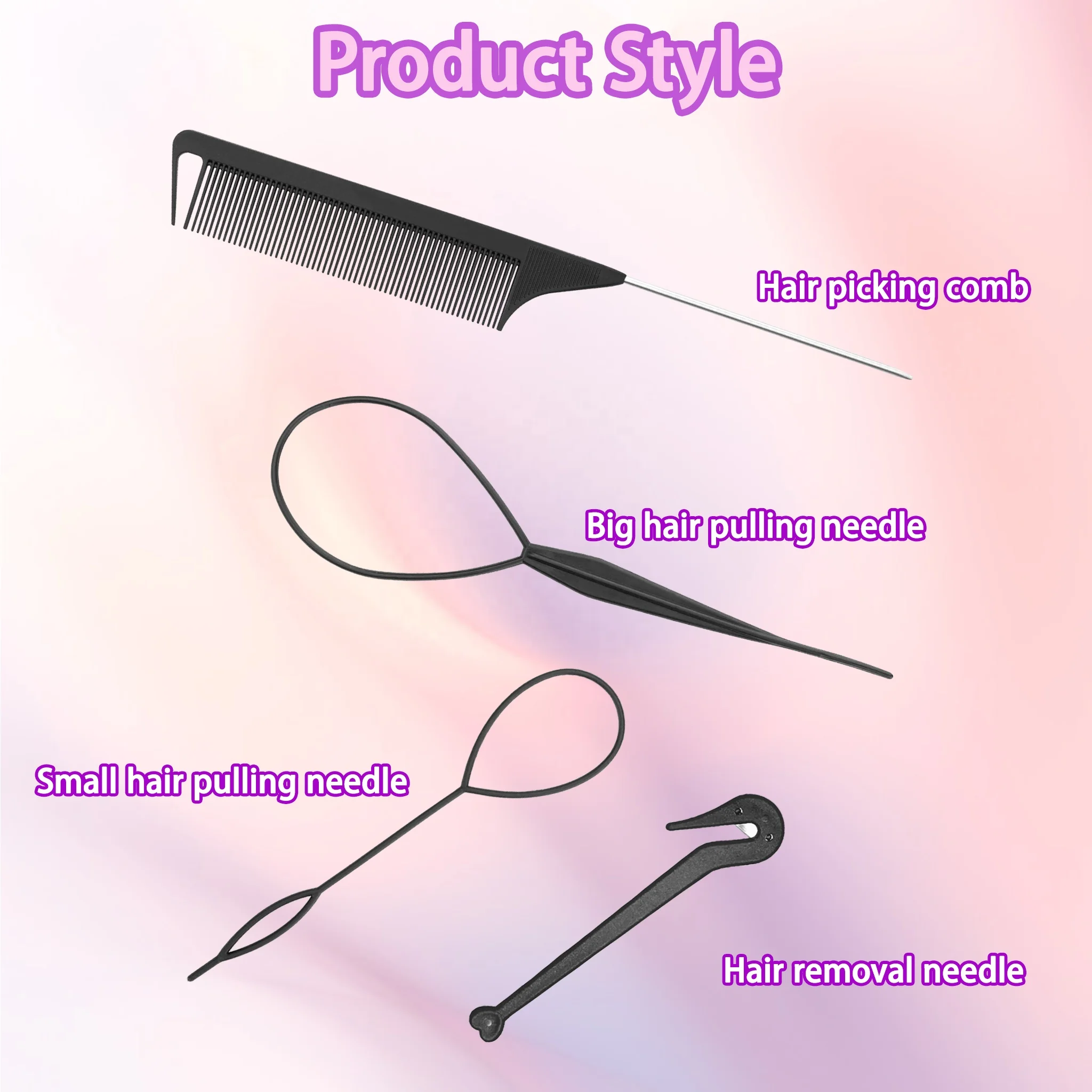 For Hairstyles 4-Piece Hair Ring Kit With 2 French Braided Tool Rings 1 Mouse Tail Comb Metal Pin Tail Braid Comb