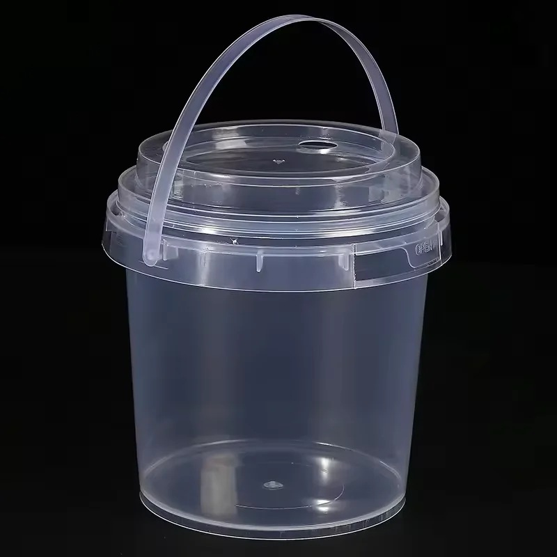 Food grade PP HDPE l 350ml 500ml  plastic bucket with lid and handle