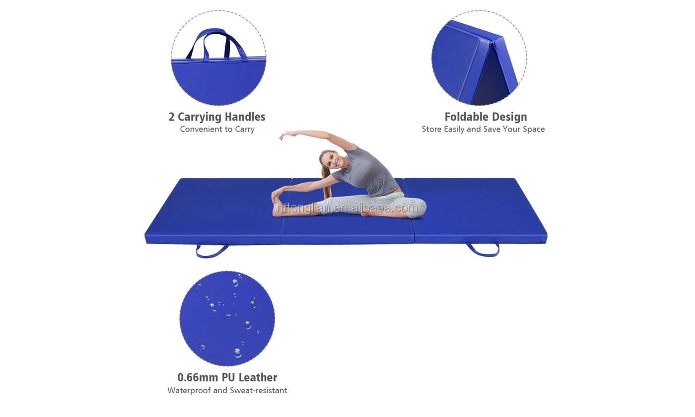 
Folding exercise aerobics stretching yoga mats blue H0T64 gym mat 