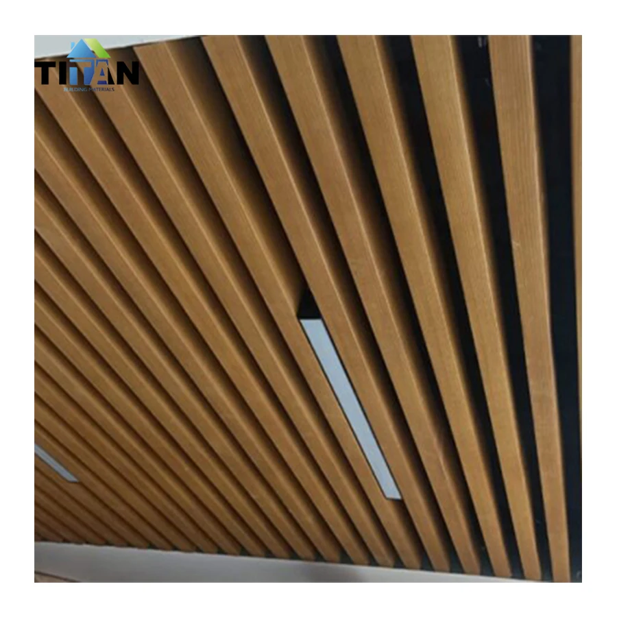 Plafond En Bois Wpc Timber Tube Suspended Ceiling Panel  Wood Decorative Interior