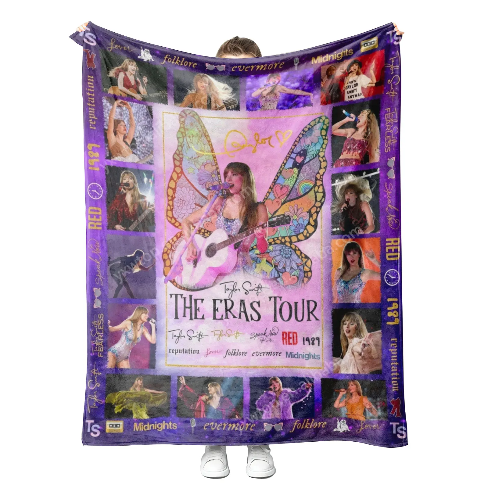 custom design popular singer taylors eras tour cotton modern soft throw blanket for sofa Home Living Room
