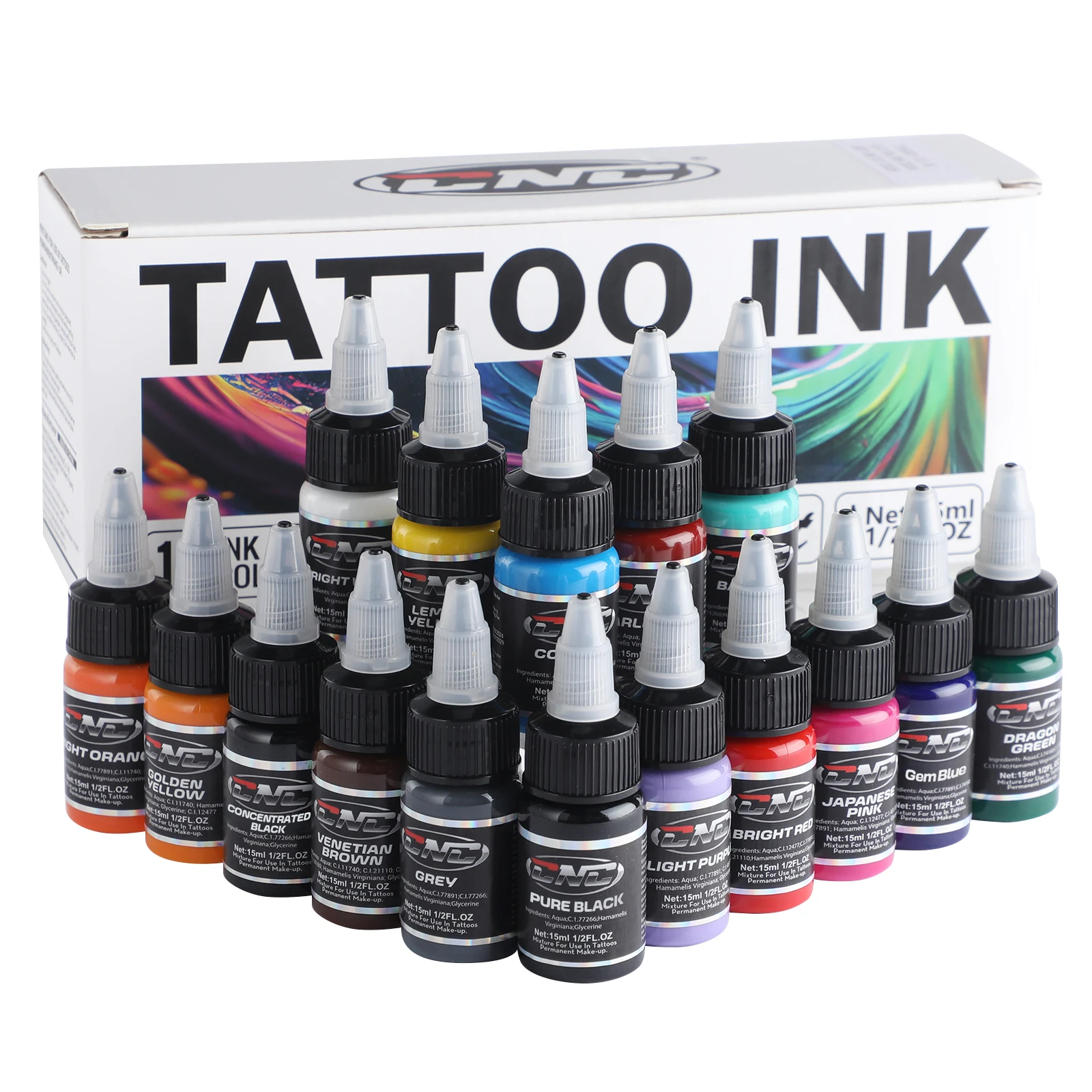 CNC Tattoo Ink 10 Colors Set 1/2oz 15ml/Bottle Tattoo Inks Pigment Kit tattoo ink set