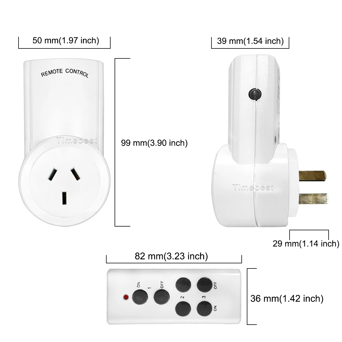 2 Pack Australia/Argentina Smart Home Wireless Electronic Power Outlet Remote Control Plug