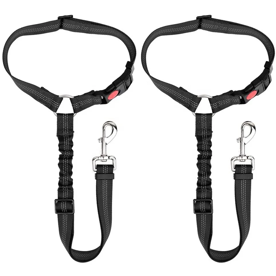 Headrest Restraint Adjustable Puppy Safety Seat Belt Reflective Elastic Bungee Connect Dog Harness in Vehicle Travel Daily Use