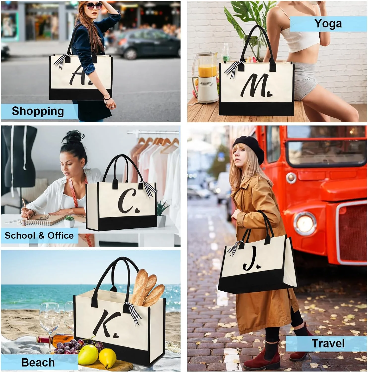 Canvas Tote Bag Personalized Beach Jute Bag Present for Women Holiday Friends Birthday Gift Beach Wedding