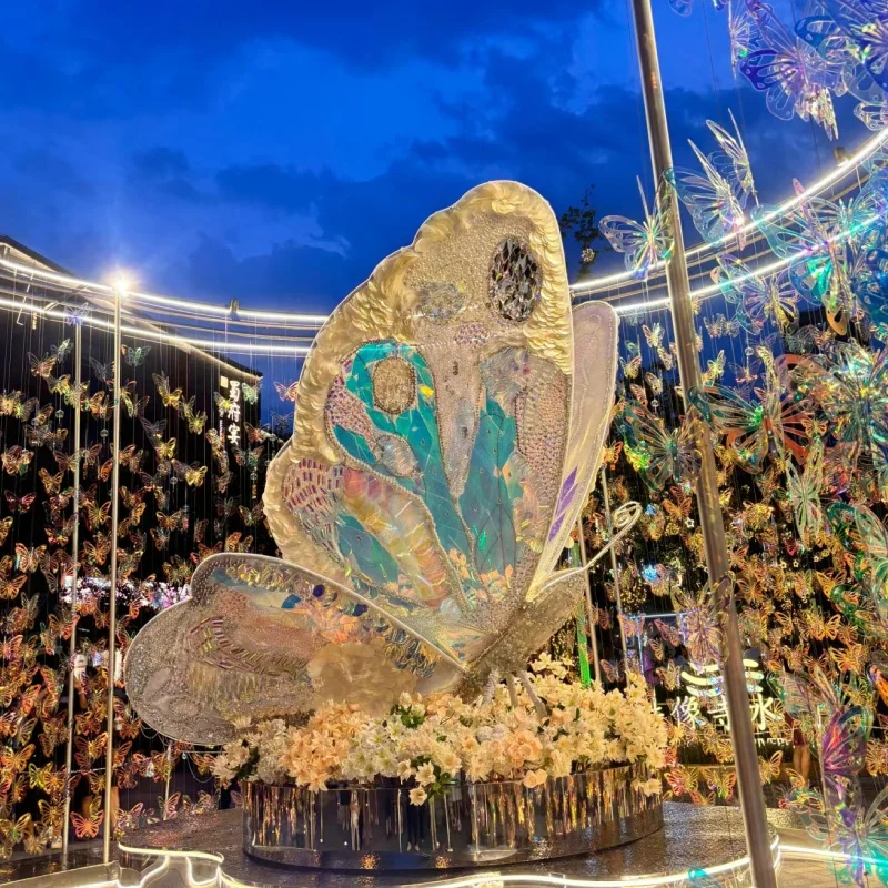 Exquisite Fashion Luminous Butterfly Ornaments High-end Laser Lights Wedding Venue Props Decoration  Lights