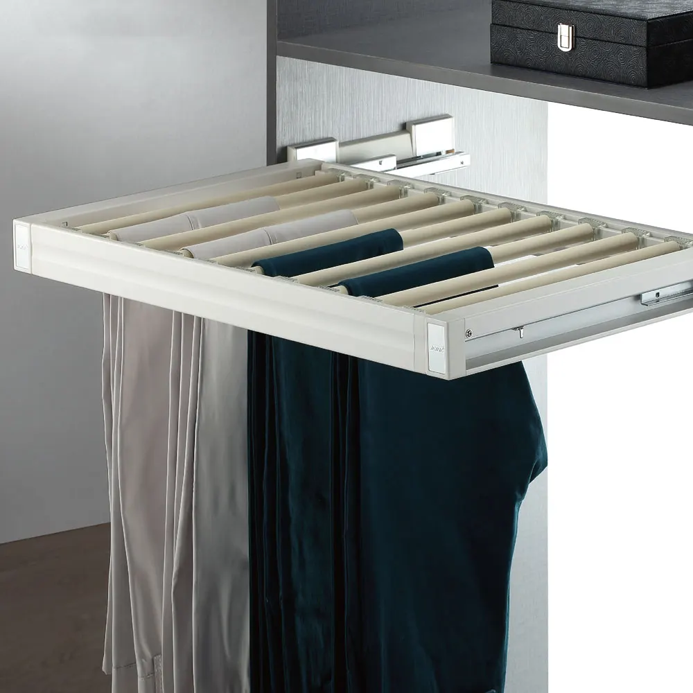 JAYNA Beauty Series Adjustable Full Put Out Pants Rack Wardrobe Accessories Pull Out Trouser Rack