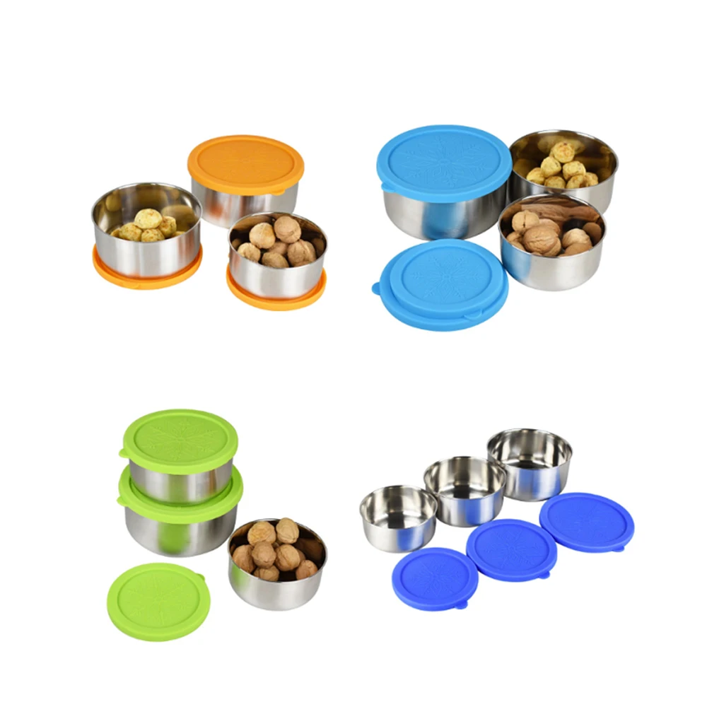 BPA free Kid /Stackable box for Baby Food, Snacks/Stainless Steel Lunch Boxes with Silicone Lids food storage container