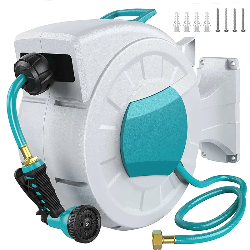 PVC Expandable Garden Water Hose Garden Hose Reel Retractable 25 Meter 1/2" Blue Plastic Storage Drawers & Carts