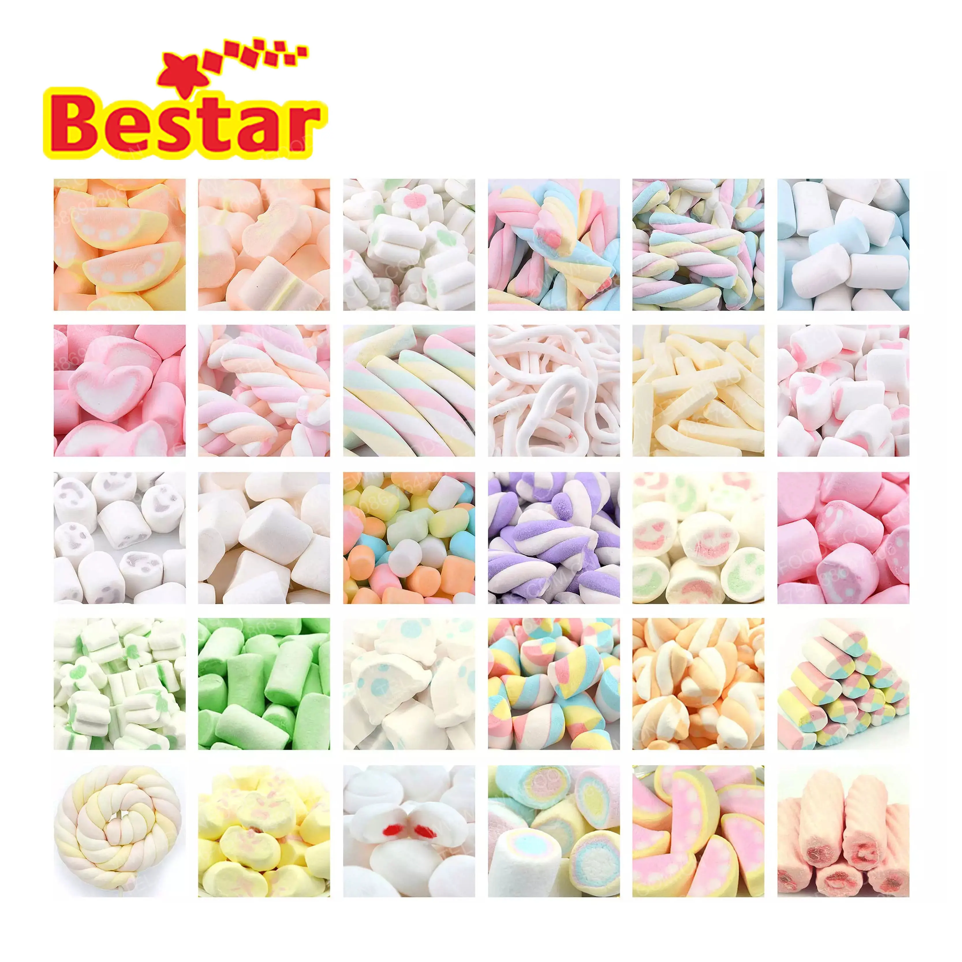 Marshmallow sour taste long and flat shape with acid powder fruit flavors monster shape lovely display box for kids