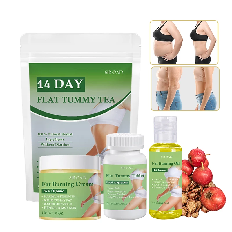 14 days Fast Weight Loss Shaped Skinny  Flat Tummy slimming Tea Fat Burner Pills Fat Burning Cream Massage Fat Burning Oil Set
