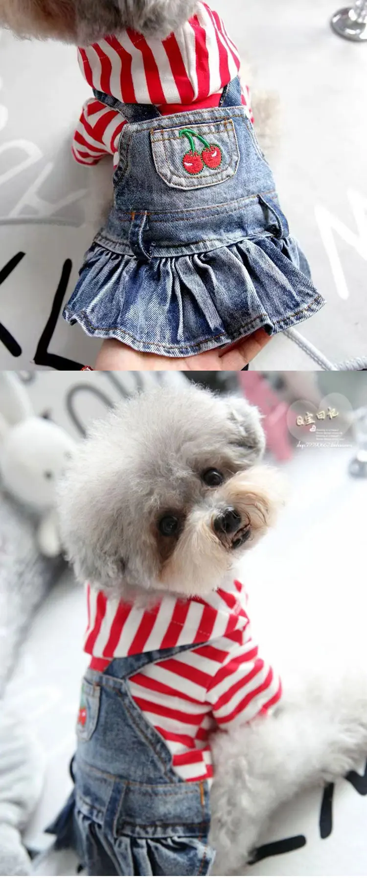 Luxury Clothes Casual Cowboy Rompers Pants Jeans Pet Dog Vests Dress