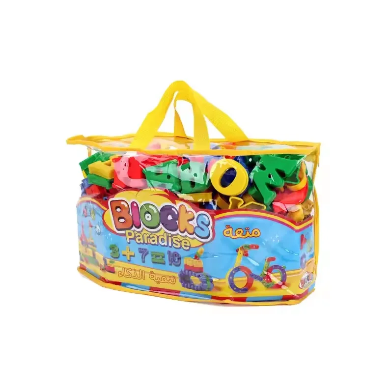 DIY plastic 120pcs children building block toy set english letter block thread educational assembly toy