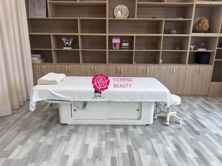 Yicheng beauty luxury 2 motor electric latex beauty massage bed lifting facial therapy bed for beauty salon with high quality