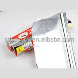 Пищевая алюминиевая фольга в рулоне мягкий металлический лист с тисненым покрытием обработанный разрезом для кухонного использования и упаковки