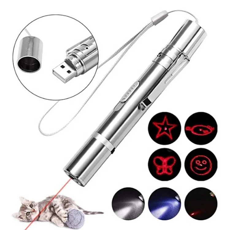 Cat Laser Toy Interactive Red Dot LED Light Pointer USB Recharge Dogs Toys