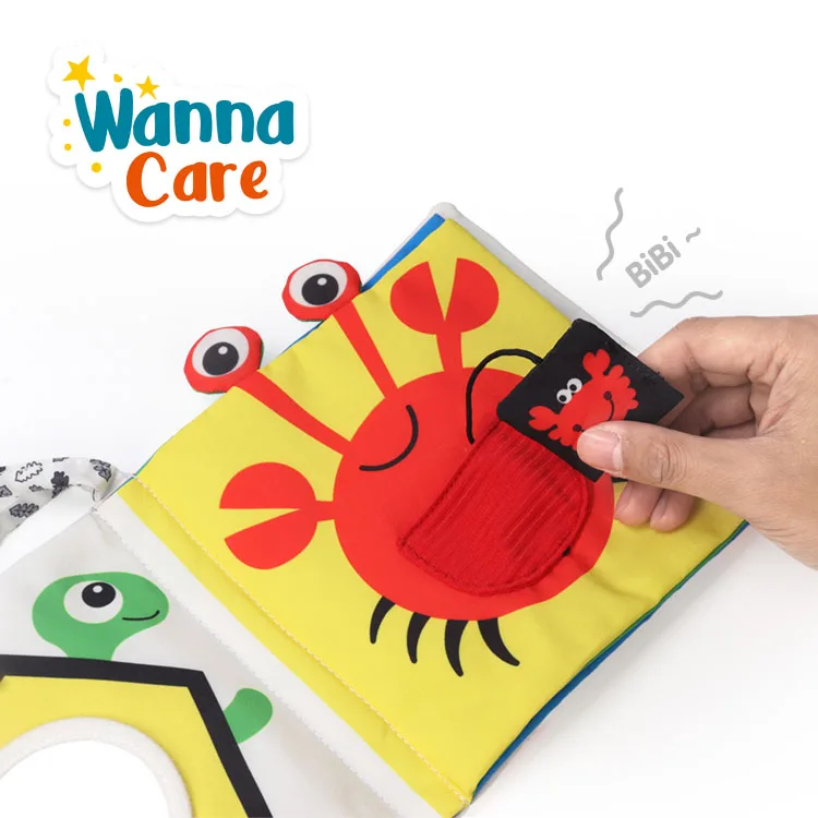 Early Educational Black and White Animals Story Book Baby Soft Fabric Child Touch Feel Cloth for Babies Toys 0 6