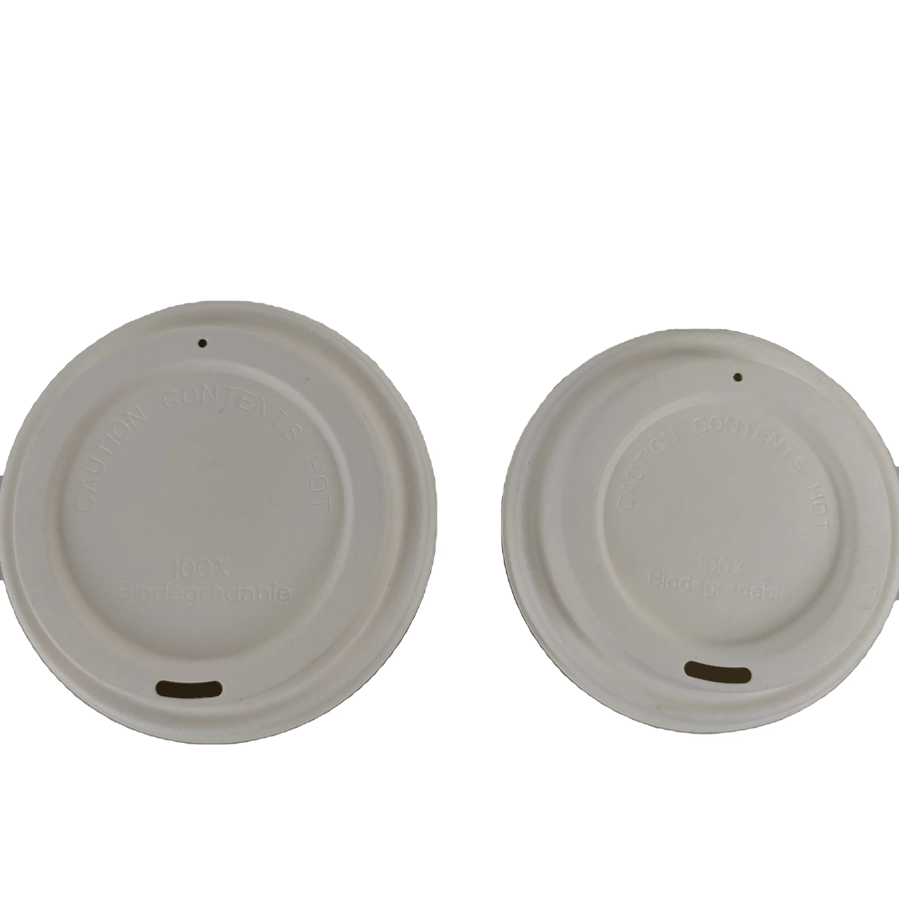 90mm Disposable Bagasse Pulp Compostable Biodegradable Paper Coffee flat cup lid for  bamboo pulp  cup