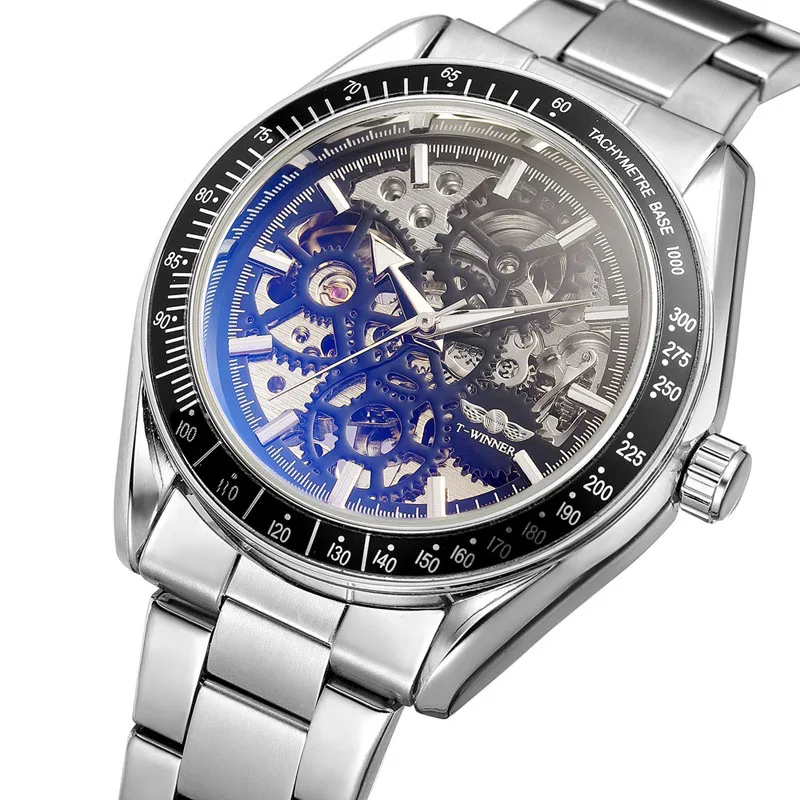 WINNER-A5 Winner Brand Mechanical Alloy Case Men Hand Watch High Quality Colorful Business Men Wrist Watches