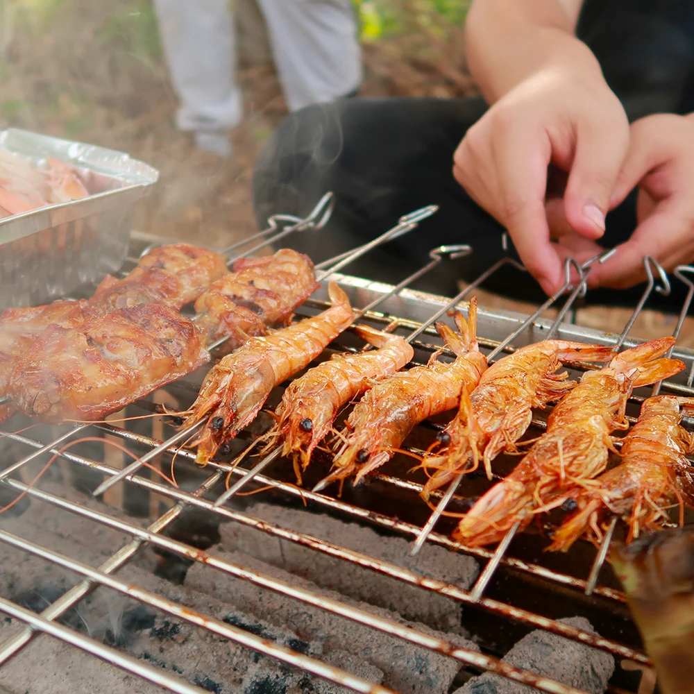 Wholesale Manufacturers Custom Outdoor Camping Portable Folding Stainless Steel Barbecue Grill Garden Balcony Charcoal BBQ Grill