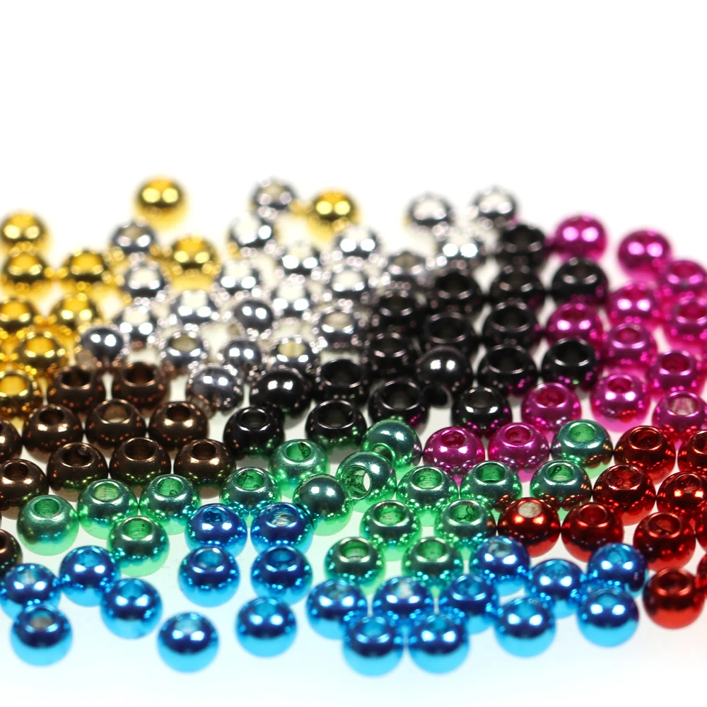 500PCS Customized Electroplated Brass Bead For Fly Tying Material Nymph Dry/Wet Nymph Headbeads Fishing Accessories1.5mm-3.8mm