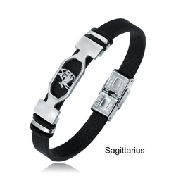 Wholesale 12 Zodiac Signs Animal Charm Bracelet femme gift  belts leather men classic bangle leather label