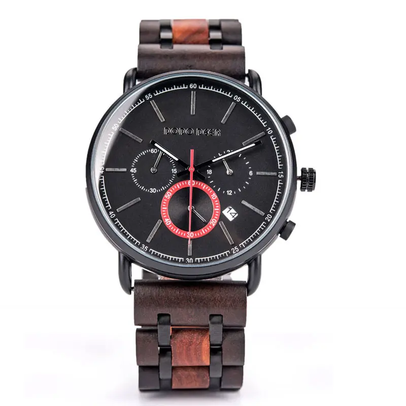 Wristwatch Oem Black Sports Shenzhen Relogio Quartz Premium Wooden Watches With Date Reloj Logo