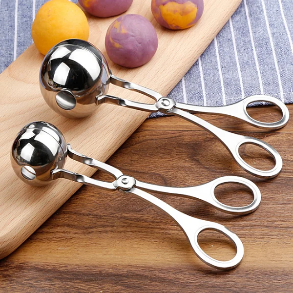 Stainless Steel Meat Ball Maker and Tongs Non-Stick Metal Utensils Spoon Type