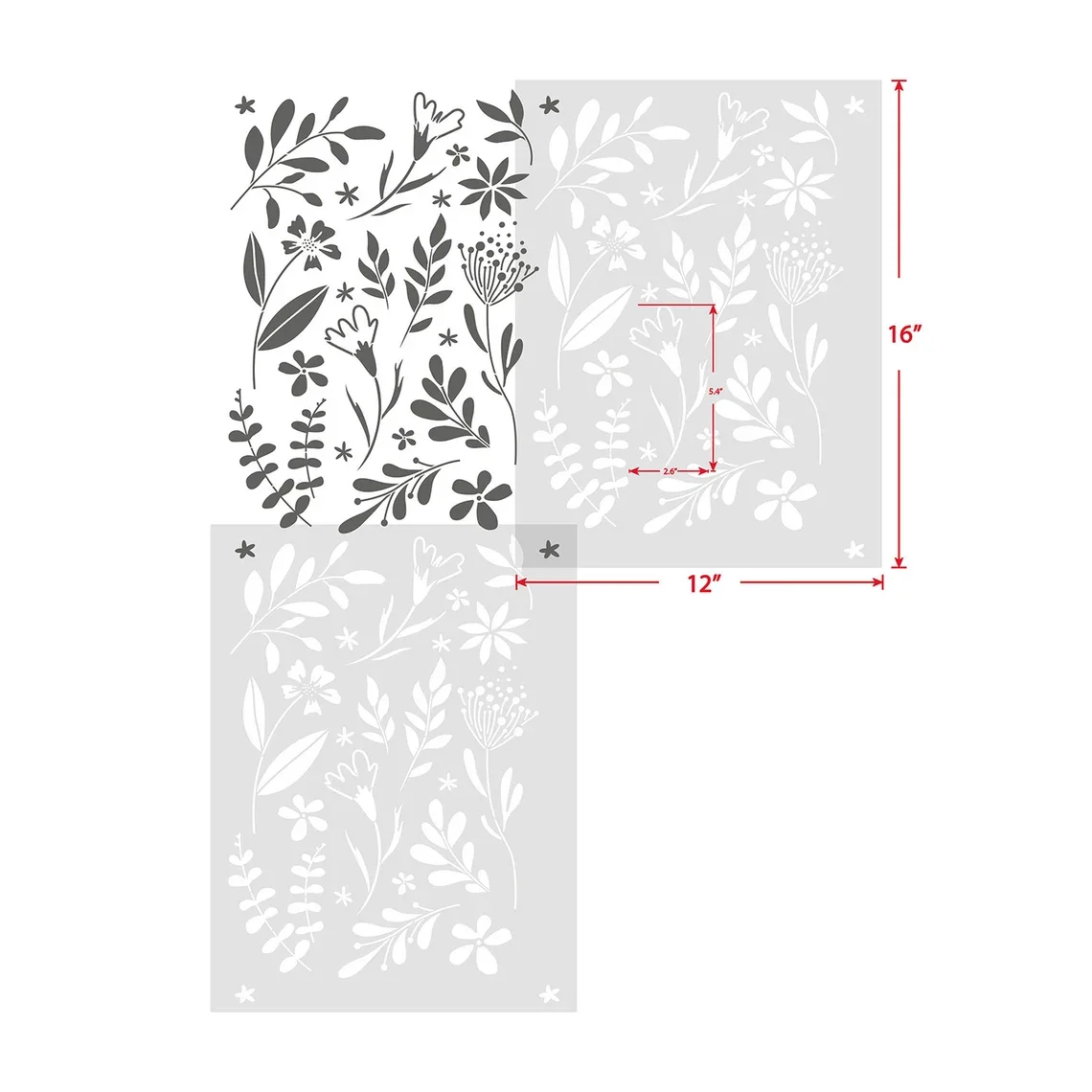 Floral Wall Stencil,Large Botanical Wall Stencil,Flower Pattern Stencil, Farmhouse Furniture Stencil