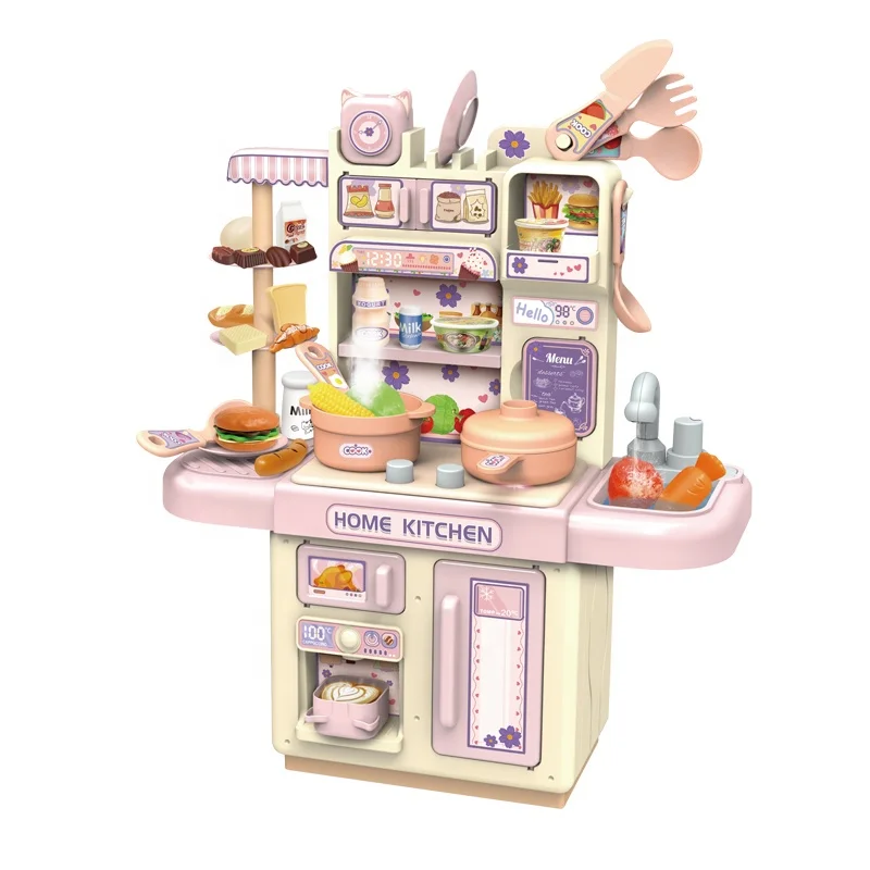 Accessories Play Set Kids Pretend Sinks Simulation Spray Kitchen Toy 34pcs Set OEM Light Spray Kitchen Counter