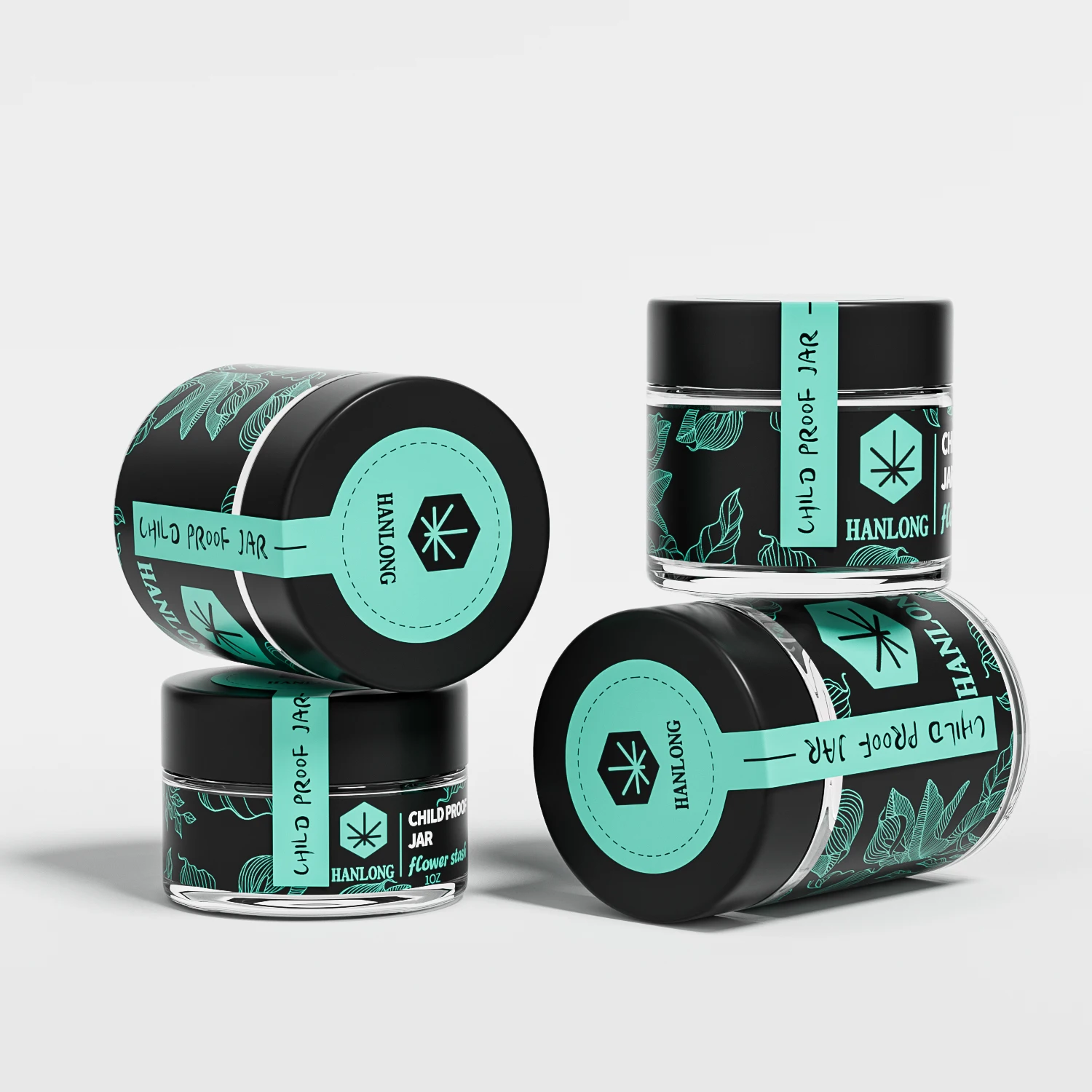 Glass Airtight Jars 1oz 2oz 3oz 4oz Custom Child Proof Resistant Flower Storage Concentrate Packaging Glass Jars With Lids