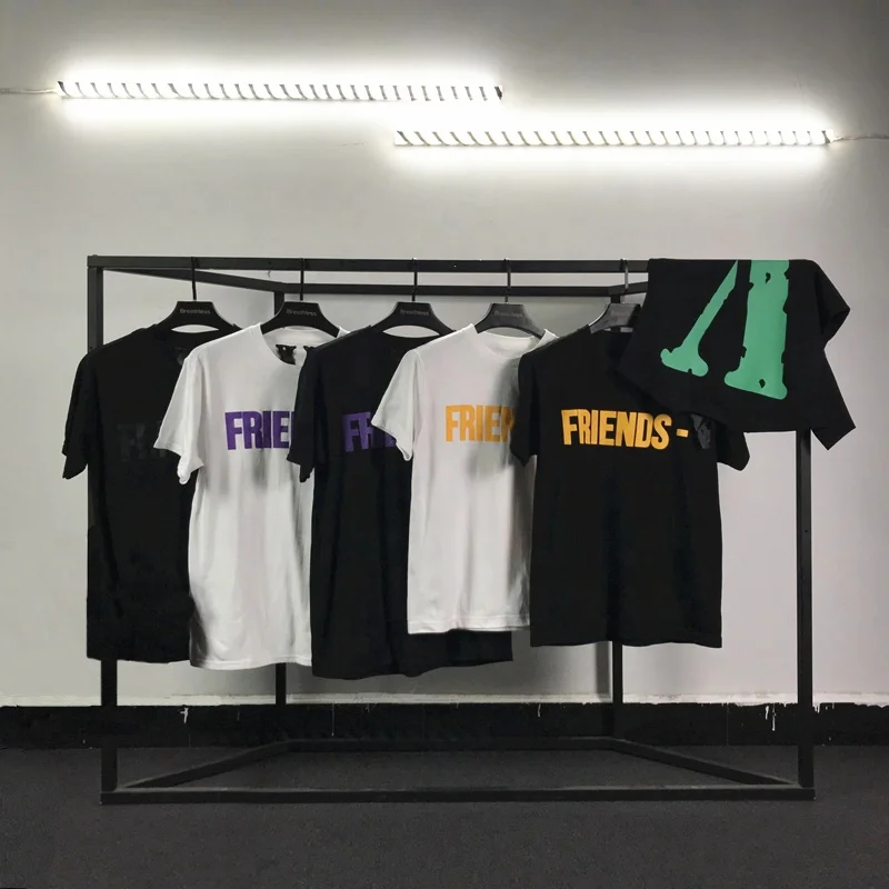 
2021 New V lone Rose Big V Printing Short Sleeved High Street Loose Men and Women Couple Casual T-Shirt Bottoming V lone T Shirt 