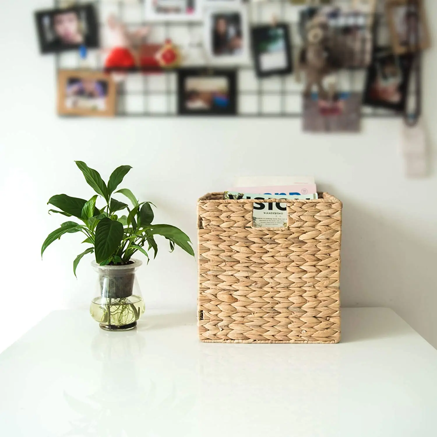 Home Decor Basketry Rattan Seagrass Hanging Wicker Laundry Rolling File Cabinet Water Hyacinth Storage Basket