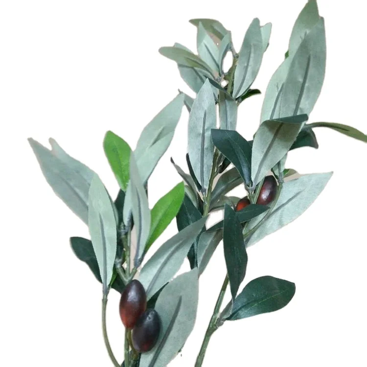 50 cm Artificial Plants Greenery Olive Branches Stems Plants Green Leaves Fruits Branch Leaves Home Office Indoor Outside