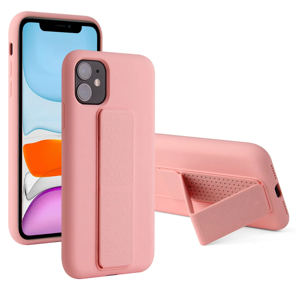 Bestseller silky Gel Rubber Silicone  Case for MOTO ONE HYPER Folding bracket Soft Touch Back Cover with microfiber lining