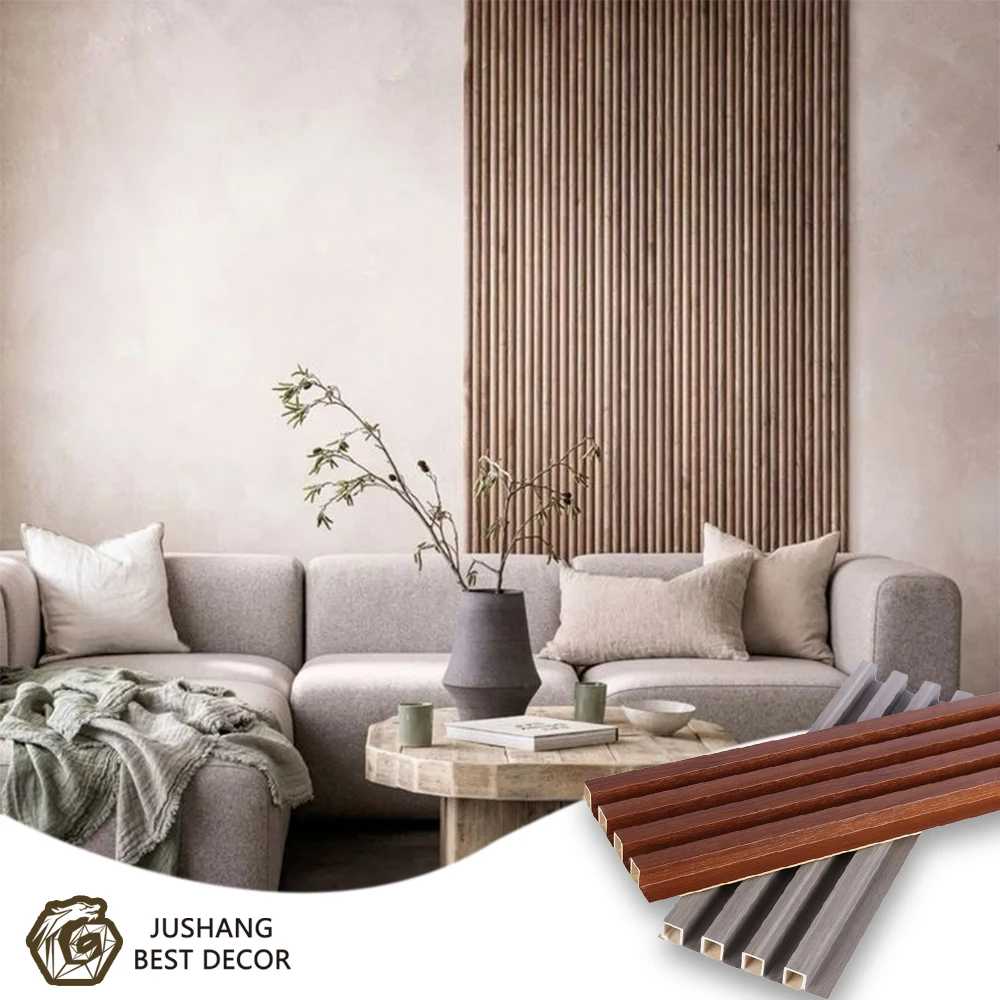 Wood Grain Designs WPC Fluted Wall Panels PVC Louvers Panel Wall Board