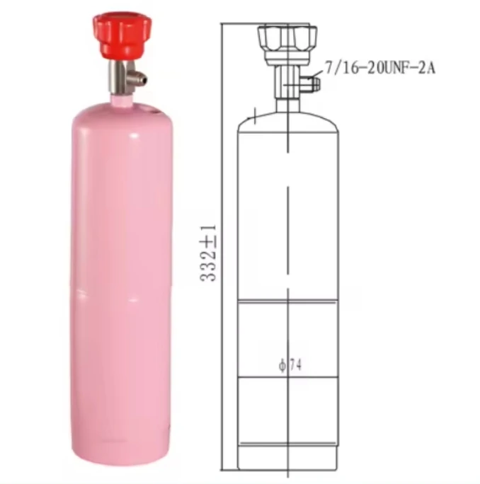 High Class 1kg Portable Unfilled Pink Gas Tank for MAPP with Valve