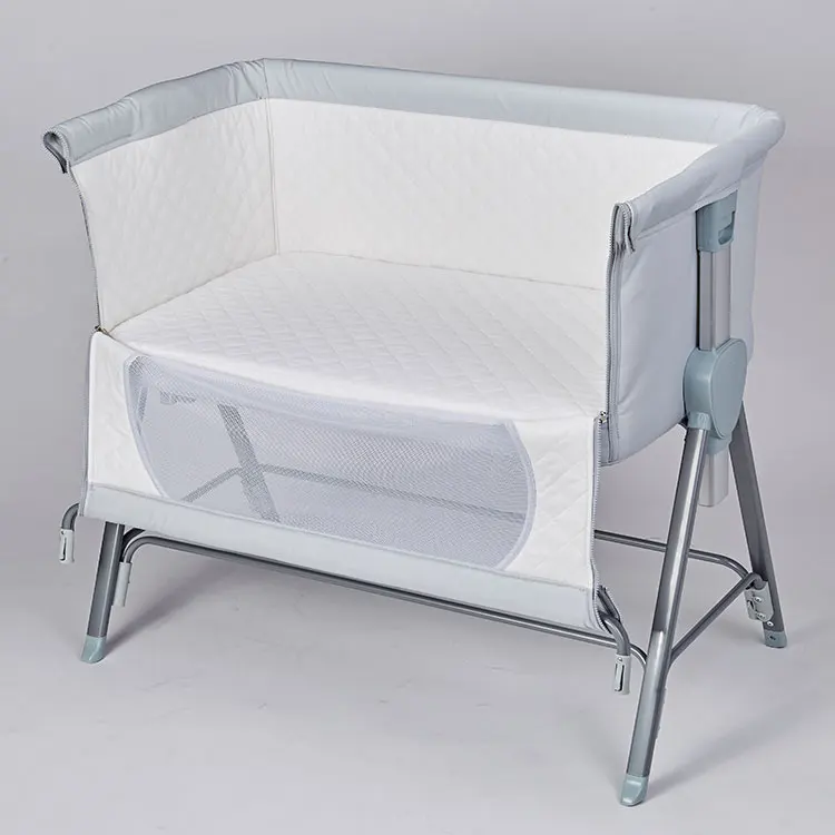 Other children furniture navy blue aluminium frame babycrib folding new born baby bed