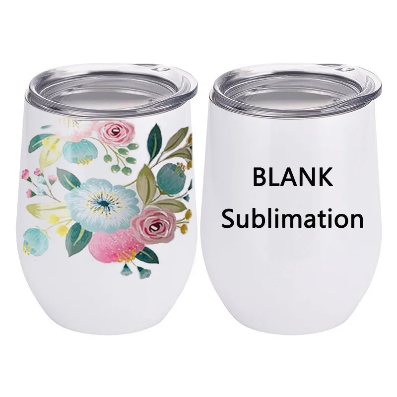 Stemless Straight Barrel Wine Tumbler Double Wall Vacuum Coffee Cup with Lid Wholesale Blanks Sublimation 12oz Stainless Steel