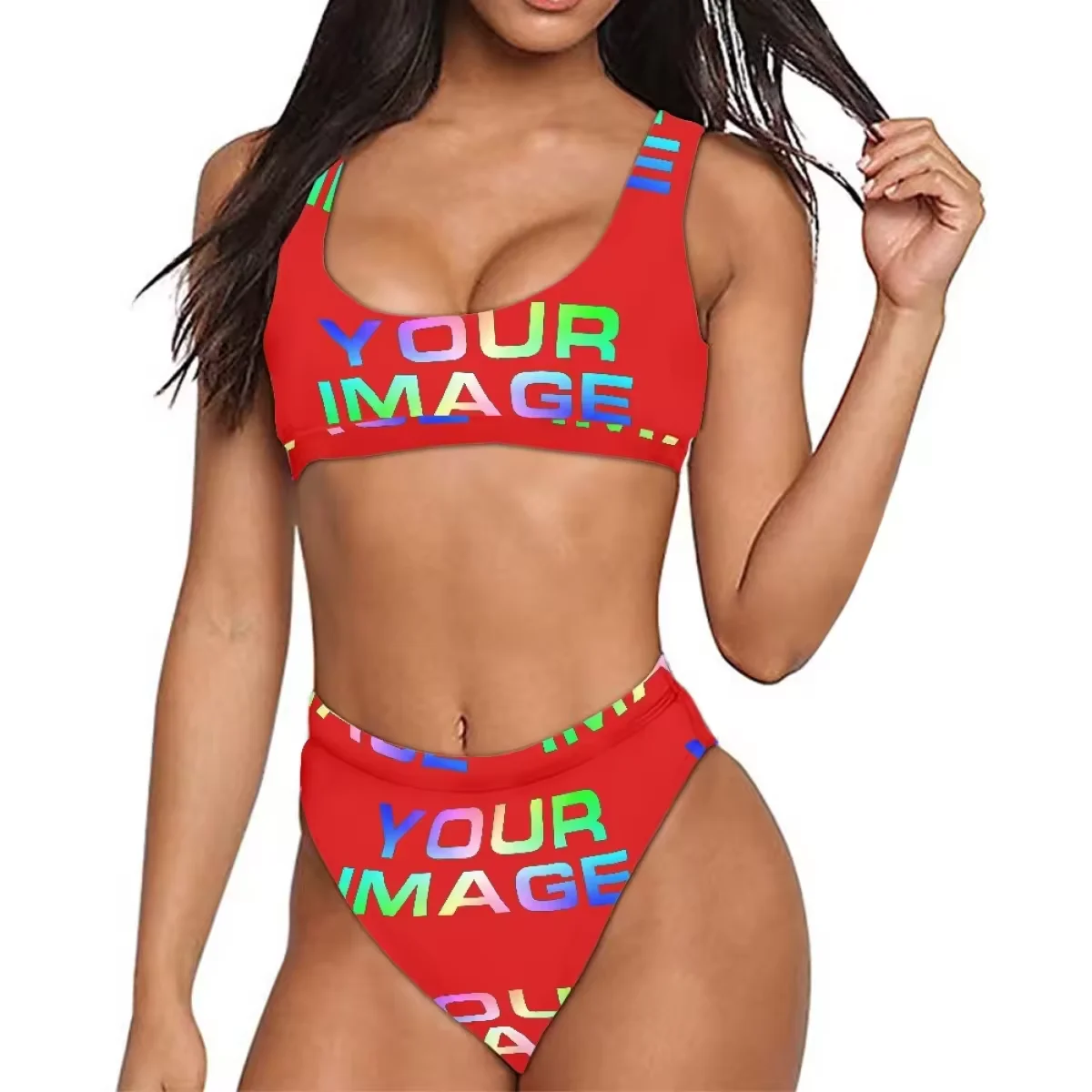 2024 Hawaii Samoa Monstera Print Bathing Suit  Ladies Two Piece Set Bikinis POD Customized Female Sexy Beach Swimwear Bikini
