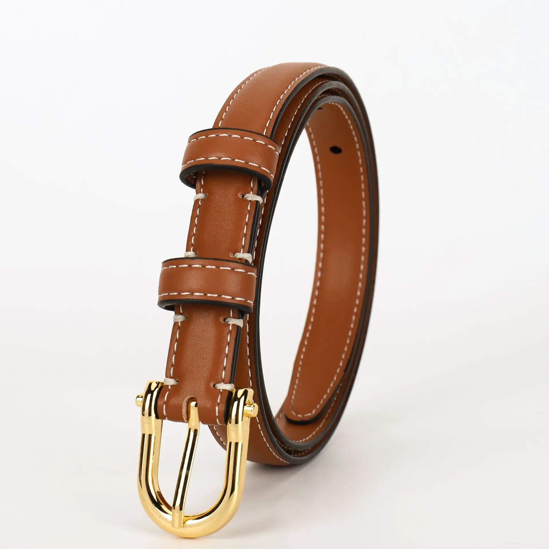 leather belt women skinny belt  RTS 2.5cm designer belts wholesale or retail with gold classic pin buckle