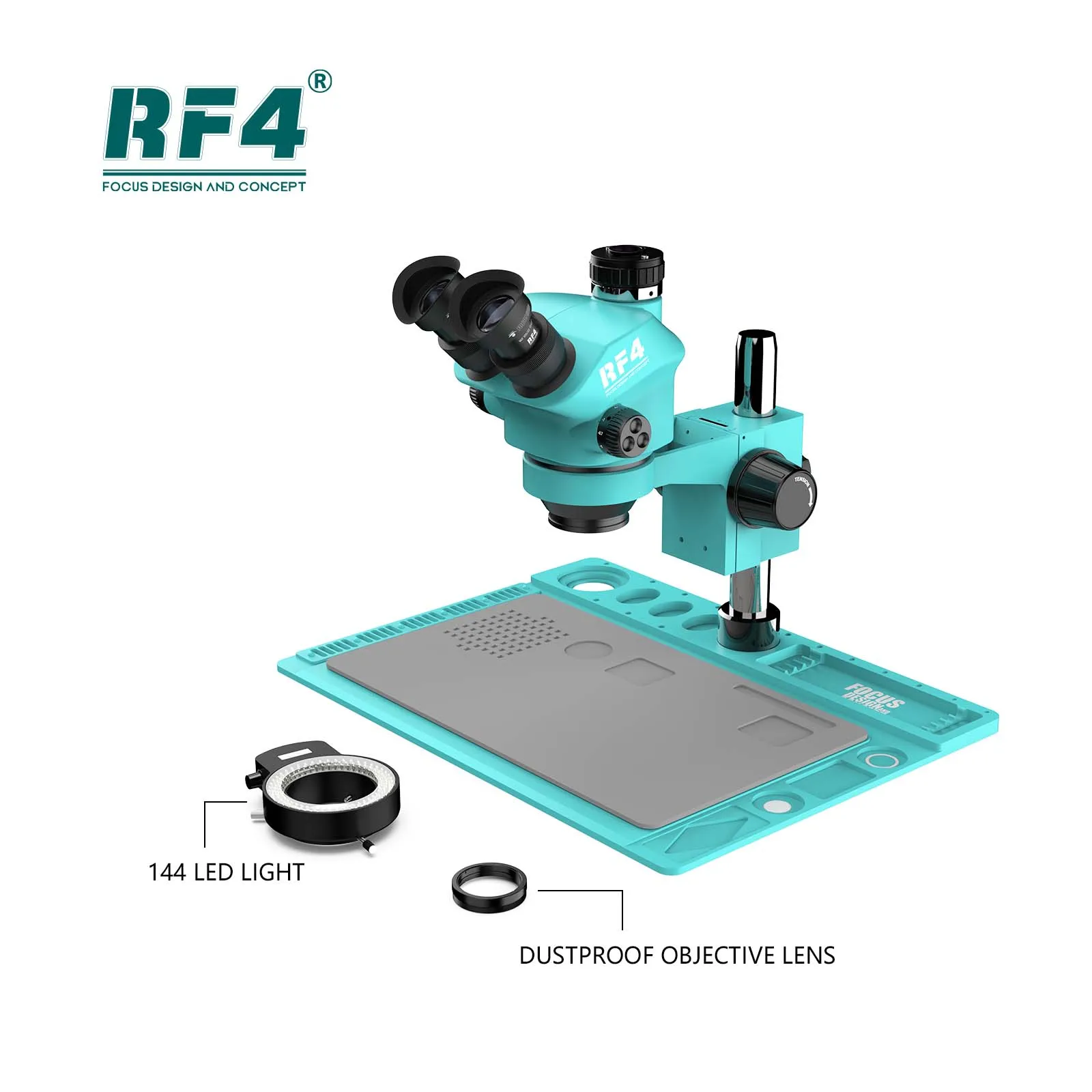 RF4 RF-7050TVD2 Optical Stereo Trinocular Microscope 70-50X Continuous Zoom for Electronic Phone Repair Jewelry Carving Tool
