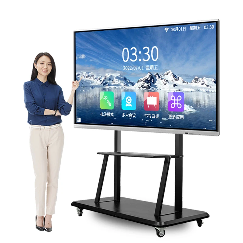 high resolution 75 inch 4K resolution LCD touch screen monitor interactive whiteboard smart board for teaching