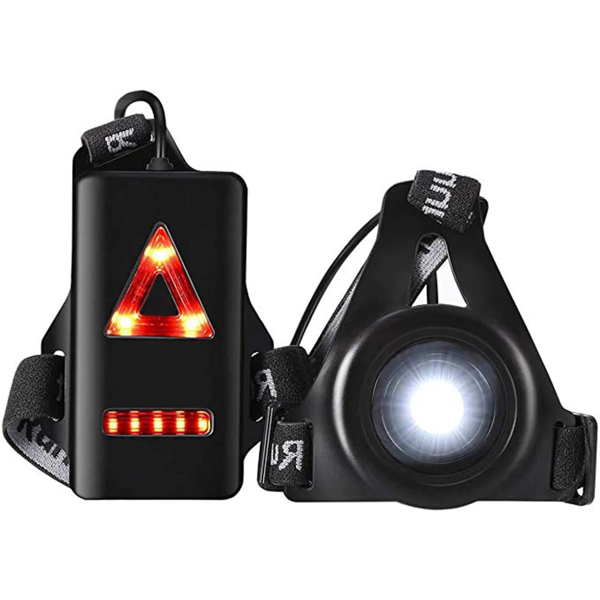 Waterproof Running Gear 90 Adjustable Beam Angle USB Rechargeable LED Night Running Chest Lights with Safety Warning Lamp