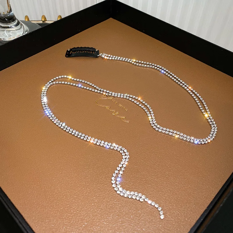 Eico Colorful Rhinestone Tassel Crystal Ponytail Hair Chain Hair Pin for Women Hair Jewelry for Party Wedding Accessories